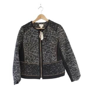 Chico's Women's Pieced Jacquard Long Sleeve Jacket Size 1 Black/White NWT